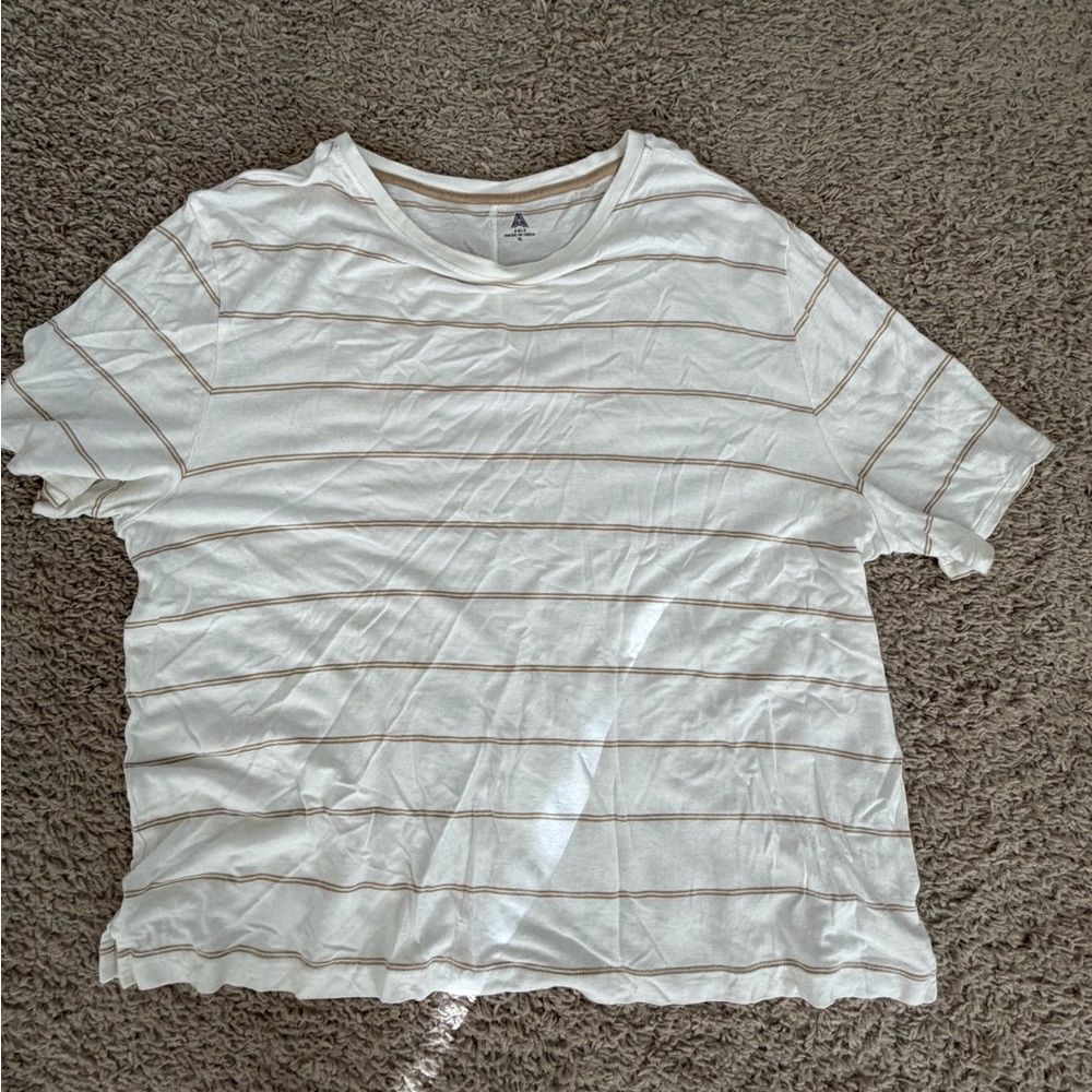 Able Cream and Tan Striped Tee